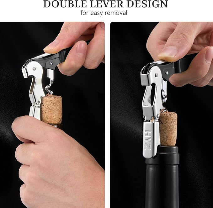 HYZ Wine Opener Bulk 20-Pack for Bartender, Professional Waiter Corkscrew Wine Key for Servers & Restaurant, Double Hinged Wine Bottle Opener with Foil Cutter, Commercial Bulk Set, (Black)