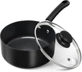 MICHELANGELO Nonstick Saucepan with Lid, Ceramic Sauce Pan Sets, Easy to Clean Sauce Pans, Multi-Purpose Cooking Pots, 2QT, Black