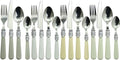 The Original Brink House Baroque Bone Mix & Match Stainless Steel Cutlery Set with Assorted Handles / 16 pieces with Metal Stand/Lifestyle utensils set for home, first apartment, dorm, fine dining