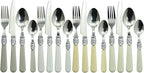 The Original Brink House Baroque Bone Mix & Match Stainless Steel Cutlery Set with Assorted Handles / 16 pieces with Metal Stand/Lifestyle utensils set for home, first apartment, dorm, fine dining
