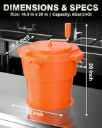 WantJoin Commercial Salad Spinner - 6 Gallon Salad Dryer w/Silicone Anti-slip Mat & Draining Hose, Orange, 24Qt Manual Salad Spinner for up to 7 Heads of Lettuce Spinner Large for Catering