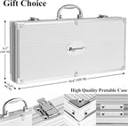 ROMANTICIST 25pcs Extra Thick BBQ Grill Accessories, Christmas Grilling Gifts Set for Men Dad, Heavy Duty Grill Tools Utensils Kit with Spatula, Tongs in Aluminum Case for Birthday Brown