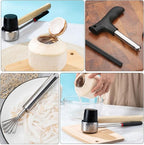 Healifty Stainless Steel Coconut Opener Tool Set 4pcs with Scraper Grater Puncher for Home Kitchen Use Household Coconut Shell Breaker and Meat Removal Gadget