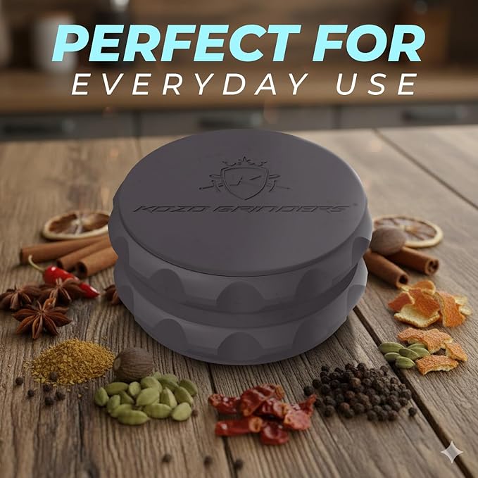 Kozo 2.5" Spice Grinder 2-Piece, Strong Grip By Kozo. (Black)