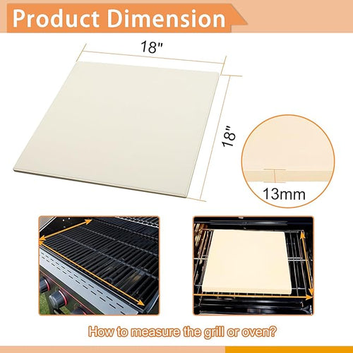 18'' Square Pizza Stone Extra Large Pizza Stone Baking Stone Cordierite Bread Stone for Oven and Grill, Thermal Shock Resistant Cooking Stoneware