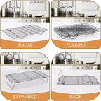Cooling Rack for Baking 3 Tiers, 16" x 10" Cookie Cooling Wire Rack Stackable Collapsible Nonstick, Stainless Steel Baking Cooking Cooling Racks with Optimum Air Flow, Black