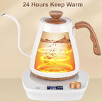 Gooseneck Electric Kettle, Intelligent Temperature Control, Stainless Steel Inner, Quick Heating, for Pour Over Coffee, Brew Tea, Boil Hot Water, 1000W 0.9L Cream White