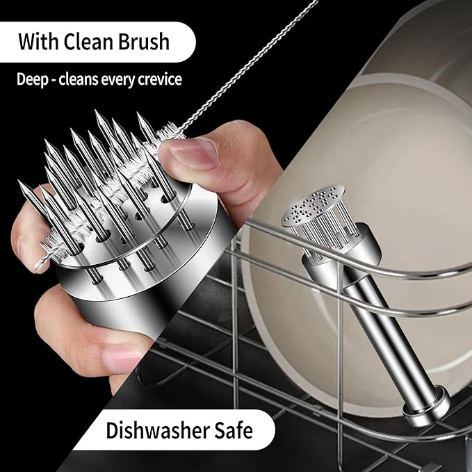 304 Stainless Steel Meat Tenderizer Tool Premium Meat Tenderizer Meat Mallet with 21 Ultra-sharp Tenderizer Needles for Tenderizing Beef, Turkey, Chicken, Steak, Dishwasher Safe