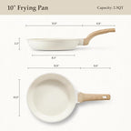 CAROTE Non Stick Frying Pan Skillet, Omelet Pan, Healthy Non Toxic Granite Chef Pan, Induction Compatible Egg Frying Pan with Heat-Resistant Handle, PFOA-Free,Cream White, 10"