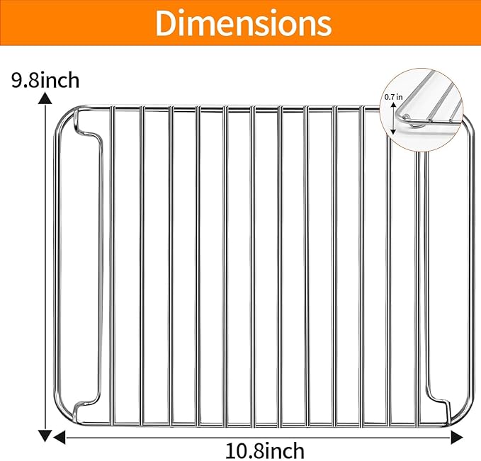 Countertop Toaster Oven Accessories for BLACK DECKER 4 Slice Extra Wide Convection Toaster Oven, 10.75×8.27 IN Stainless Steel Toaster Oven Replacement Parts Baking Rack Wire Rack