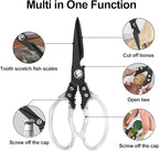 CGBE Kitchen Scissors, Multi-Purpose Kitchen Shears, Heavy Duty Food Scissors for Chicken, Poultry, Fish, Meat & Herbs with Non-Slip Grips (Transparent Black)
