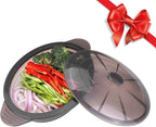 Microwave Steamer Cooker Collapsible Bowl-Silicone Steamer Cookware with Handle Lid for Vegetables Fish Prep Meal Food with Removable Rack BPA Free, Easy to Store, Freezer & Dishwasher Safe, Large