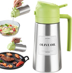 PARACITY Oil Dispenser Bottle with Stainless Steel Shell & Ceramic Sprayed Interior, 2 in 1 Olive Oil Sprayer and Dispenser, Oil Spray Bottle for Cooking, Kitchen, BBQ, Air Fryer, Salad, Baking(Green)