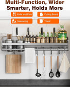 utensil hanger, wall mounted kitchen rail with hooks, waterproof hooks for kitchen utensils, easy installation without drilling (23.6 inches, Cups, 2)