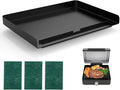 SafBbcue Griddle Plate for Ninja GR101 Sizzle Smokeless Indoor Grill, 14’’ Nonstick Flat-Top Griddle Plate for Ninja Sizzle Smokeless Grill Accessories with Griddle Cleaning Tool