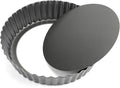Tosnail Deep Tart Pan, 9.5" x 2" Quiche Pie Pan with Removable Loose Bottom, Fluted Baking Pan