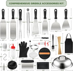237pcs Griddle Accessories Kit for Blackstone, Perfect Flat Top Grilling Accessories, Grill Spatula Set with Enlarged Spatulas, Basting Cover, Burger Press Patty Maker, Scraper for Outdoor Barbecue