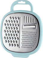 3 in 1 Vegetable Slicer with Storage Box, Stainless Steel Cheese Box Grater, Food Chopper, Wave Cutter, Kitchen Multi-Purpose Grater for Potatoes, Carrots, Zucchini, Onions... (Light Blue)