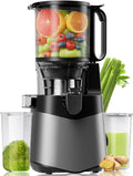 EanOruus Cold Press Juicer, 5.8" Wide Feed Chute Juice Extractor Machine with 400W, High Juice Yield, Slow Masticating Juicer for Whole Vegetables & Fruits, Dark Grey