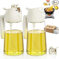 Oil Sprayer for Cooking 2pcs,2 in 1 Oil Dispenser and Oils Sprayer Kitchen Gadgets-16oz Glass Oils Spray Bottle,Mist Olive OilDispenser,Air Fryer,Salad,Grill (White Kitchen Accessories)