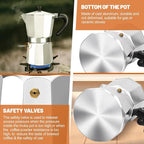 3 Cup Aluminum Espresso Stovetop Moka Pot Express Coffee Maker Percolator Italian Classic Mocha Coffee Machine for Italian and Cuban Cafe Brewing for Home & Camping 150ml 5oz