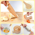 Wooden Kids Safe Knife and Kids Baking Set for Real Cooking, 8 PCS Toddler Montessori Kitchen Tools, Cooking and Baking for Kids Little Chefs Montessori Kitchen Tools for Toddlers-Kids Cooking Sets