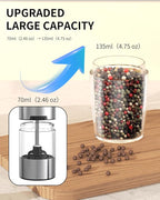 CIRCLE JOY 2-Speed Gravity Electric Pepper Grinder, Rechargeable Salt Grinder Pepper Mills, Adjustable Coarseness, White LED Light, 135ML Large Capacity, Gold