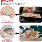 Unicook Pizza Stone for Oven and Grill, 15 x 12 Inch Rectangular Baking Stone for Bread, Cordierite Pizza Pan for Baking Crispy Bread, Pie and Cookies, Includes Carry Rack and Dough Scraper