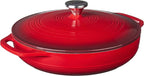 Lodge Essential Enamel Braiser - Refrigerator- & Oven-Safe up to 500° F - Heat-Retaining, Induction-Safe & PFAS-Free Enamel Cookware - 3.5 Quart, Island Spice Red