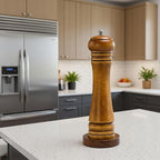 Wood Salt and Pepper Grinder, Salt Grinder and Pepper Mill, Oak Wood Shakers with Adjustable Ceramic Grinders (8″ - 1 Pack with Tray)