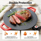Electric Indoor Smokeless Non-stick Grill Pan, 2026 Upgraded Smokeless Indoor Electric Grill & Nonstick Griddle Compact & Versatile Cooking for Steaks, Pancakes, and BBQ (11 Inches)