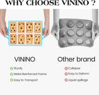 Vinino Silicone Mini Loaf Pans with Metal Reinforced Frame-2 Pack, Non-stick Silicone Bread Pan for Baking 8-Cavity, Tiny Banana Bread Set, Dishwasher Safe Brownie Pan-Blue