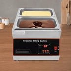 Chocolate Melting Pot, 500W 12kg/26.5lbs Electric Chocolate Tempering Machine, Stainless Steel Commercial Chocolate Melter Food Warmer for Catering Restaurant, 2 Tanks, 32-203°F