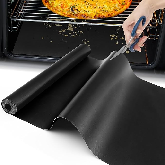 16x75 Inches Oven Liner for Bottom of Oven, Cut to Size Air Fryer Liners, Stovetops Protector & Grills Mat Thick Heavy Duty Non Stick Teflon Sheet with BPA and PFOA Free