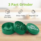2.5" Manual 3-Piece Zinc Grinder with Large Bottom Chamber (Green)