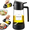 PARACITY Oil Dipenser Bottle with Silicone Bottom, 2 in 1 Olive Oil Sprayer and Dispenser, Oil Spray Bottle 470ML/ 16OZ for Cooking, Kitchen, BBQ, Air Fryer, Salad, Baking(1PC Black)