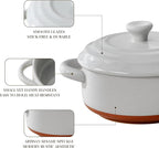 MALACASA Mini Cocotte Set - 12 OZ Ramekins with Lids and Handles, Small Casserole Dishes for Oven, Ceramic Small Baking Dish Set of 4, Microwave & Dishwasher Safe, Khaki Grey, Series TARA