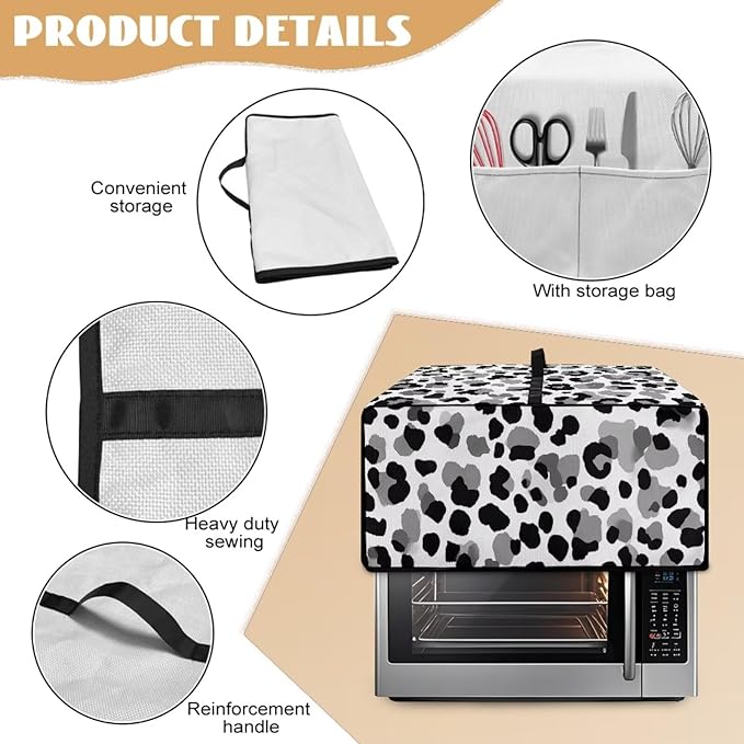 Leopard Print Toaster Oven Dust Cover, Heat-Resistant Case for Toaster Oven, Heavy Duty Washable Dust Cover Fit Most Small Appliance, (Small-14.5*18.46*9 inches)