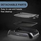 OVENTE Electric Indoor Grill with 13x10 Inch Non-Stick Cooking Surface, 1000W Fast Heat Up Power, Adjustable Temperature, Removable and Dishwasher Safe Grilling Plate and Drip Tray, Black GD1632NLB