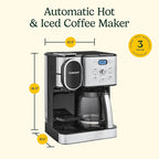 Cuisinart 12-Cup Coffee Maker, Single-Serve Brewer Glass Carafe, Automatic Hot & Iced Coffee Machine, Brew Strength Control and Pause, SS-16, Stainless Steel