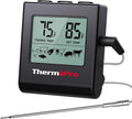 TempPro TP16H Large LCD Digital Meat Thermometer for Cooking, Smoking, Grilling, BBQ Food Thermometer with Clock Timer and Stainless Steel Probe, Black (Previously ThermoPro)