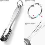 U-Taste Narrow Square Measuring Spoons: 18/8 Stainless Steel Kitchen Measure Teaspoon Tablespoon with Leveler, Polygon Rectangular Metal Jar Scoop for Baking Cooking, Coffee, Spice, Powder (Set of 6)