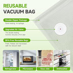 Vixino Vacuum Sealer Bags, 40 Reusable Vacuum Sealer Bags for Food, BPA-Free, Meal Prep and Sous Vide Cooking,Works for Handheld Sealer and Vac Sealer Machine with External Vacuum Systems