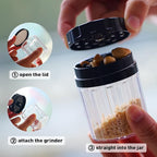 Horns Bee Herb Grinder Containers - Multipurpose Metal Spice Mill with Stash Jar, All-in-One Air Tight Sealable Containers, 2.2'' Sharpstone Grinder, with Accessories and Carrying Pouch