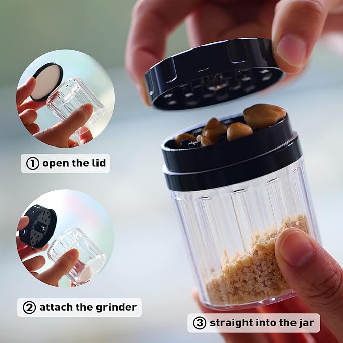 Horns Bee Herb Grinder Containers - Multipurpose Metal Spice Mill with Stash Jar, All-in-One Air Tight Sealable Containers, 2.2'' Sharpstone Grinder, with Accessories and Carrying Pouch