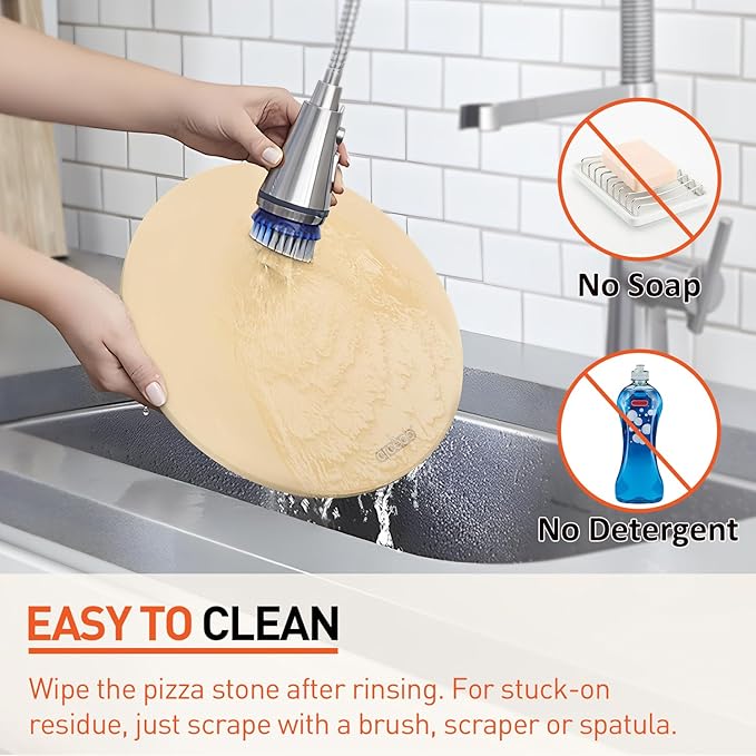 Arcedo Pizza Stone for Oven 16 Inch, Round Baking Stone for Bread Thermal Shock Resistant BBQ Grilling Pizza Pan Cordierite Cooking Pan With PE Scraper