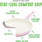 GreenLife Non Stick Fry Pan Set (7" & 10"), Non-Toxic PFAS-Free Ceramic Skillets, Dishwasher & Oven Safe, Egg Omelet Frying Pans, Stay- Cool Handles, Kitchen Home Cooking Essentials, Pink