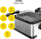 Chefman 4.5 Liter Deep Fryer w/Basket Strainer, XL Jumbo Size, Adjustable Temperature & Timer, Perfect for Fried Chicken, Shrimp, French Fries, Chips & More, Removable Oil-Container, Stainless Steel