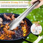 9Pcs Grill Accessories Set, Heavy Duty Stainless Steel BBQ Grill Tools Kit with Storage Bag, Grilling Gifts for Men Dad Him, Professional Barbecue Grill Utensil Set for Outdoor Backyard Camping