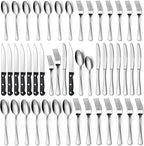 Hunycook 48-Piece Silverware Set - Silverware Set for 8, Stainless Steel Flatware Set with Forks, Knives & Spoons, Mirror Polished Cutlery Set, Dishwasher Safe